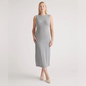 quince maxi midi tencel blende heather grey stretchy body con dress